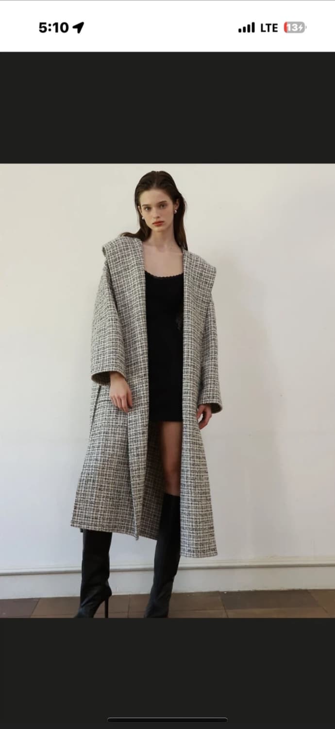 블루민 트위드후드 코트 상품이미지3