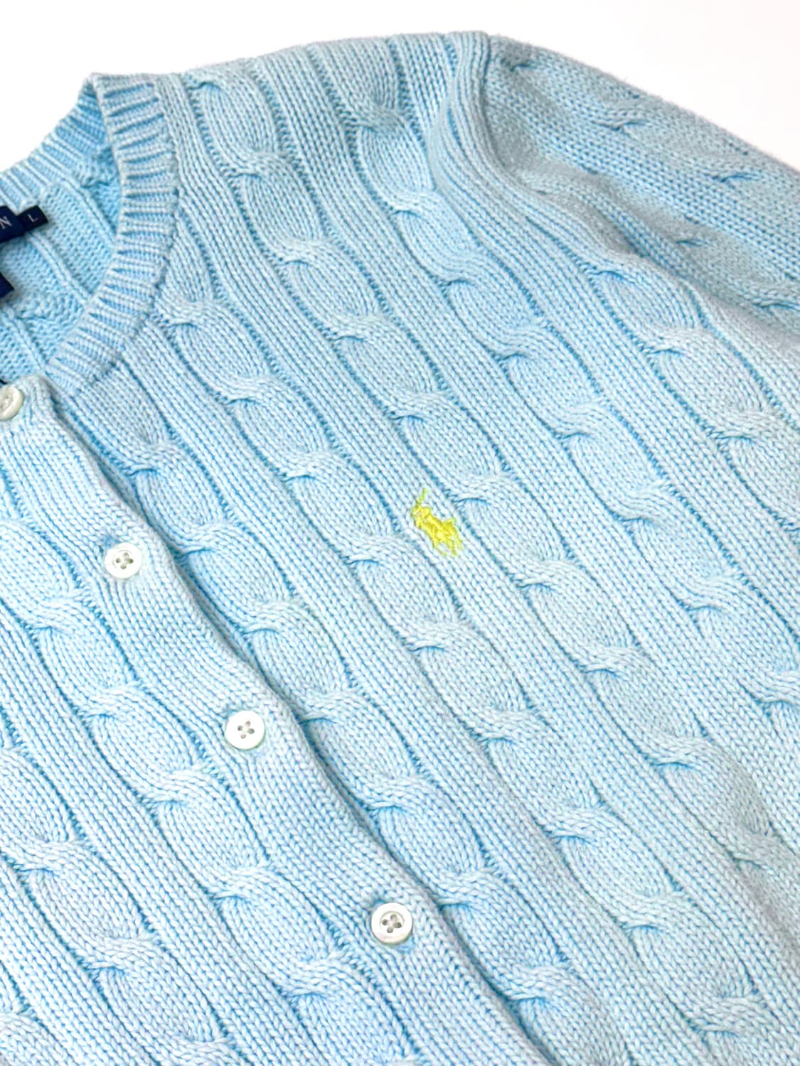 Ralph lauren 랄프로렌 스카이블루 색상 케이블 니트 가디건 상품이미지4