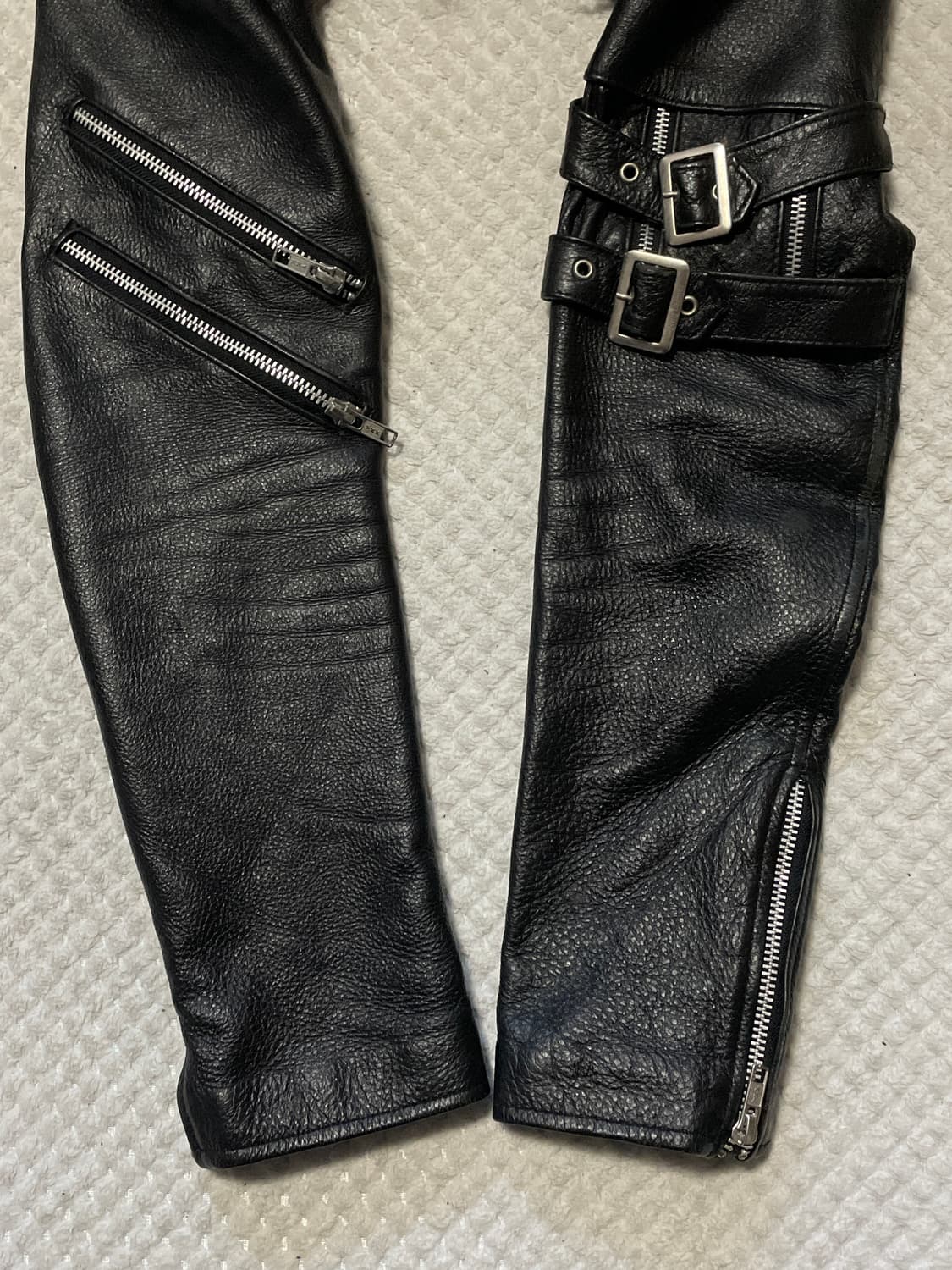 느와르 라르메스 카우하이드 소가죽 2중 카라 레이어드 본디지 레더 자켓 상품이미지8