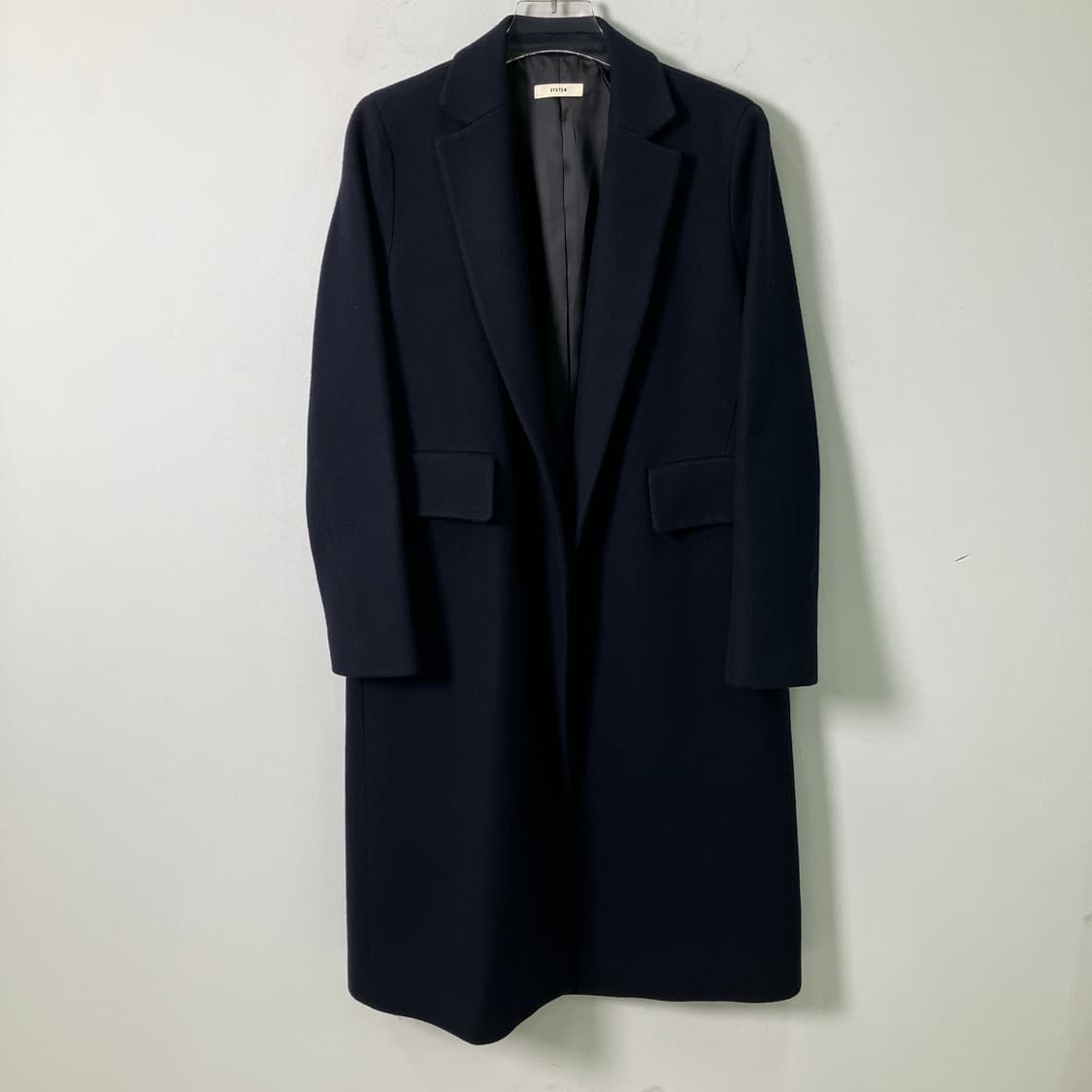 시스템 네이비 울 캐시미어 오픈 롱코트 상품이미지1