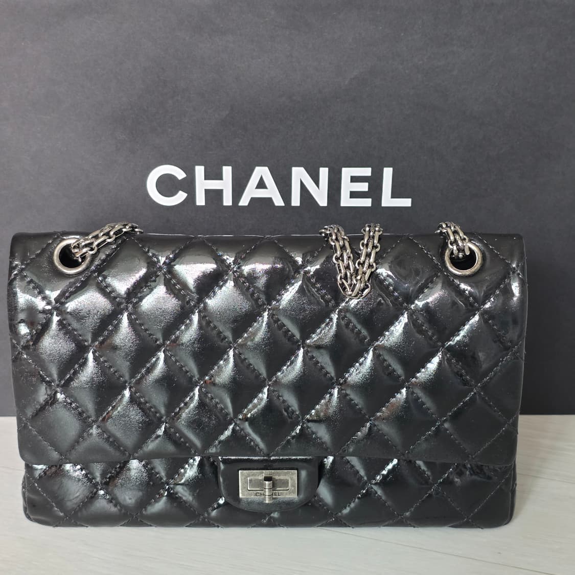 샤넬 은장 2.55 페이던트 더블 플랩 미듐 상품이미지1