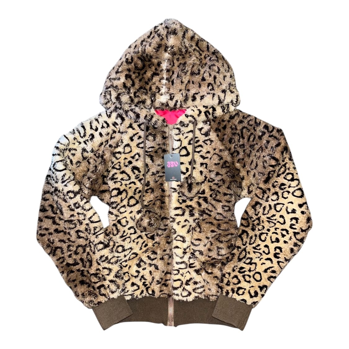 호피패턴 방울 후드후리스양털집업 y2k펑크갸루 상품이미지1