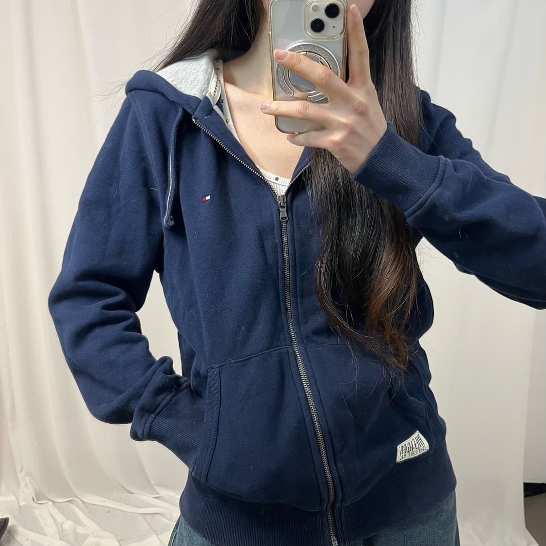 Tommy Hilfiger Navy Hood Zip-up 상품이미지3
