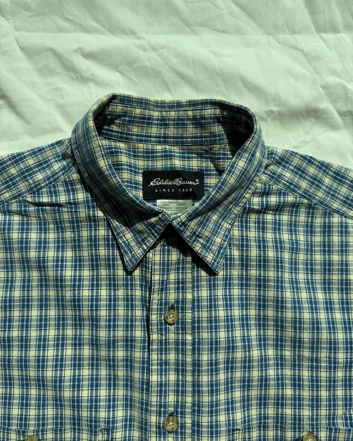 에디바우어 블루 체크 반팔 셔츠 상품이미지1