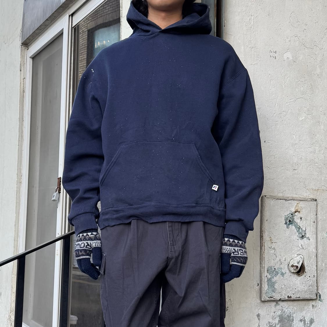 00‘s Russell Athletic Blank Navy Hoodie 상품이미지1