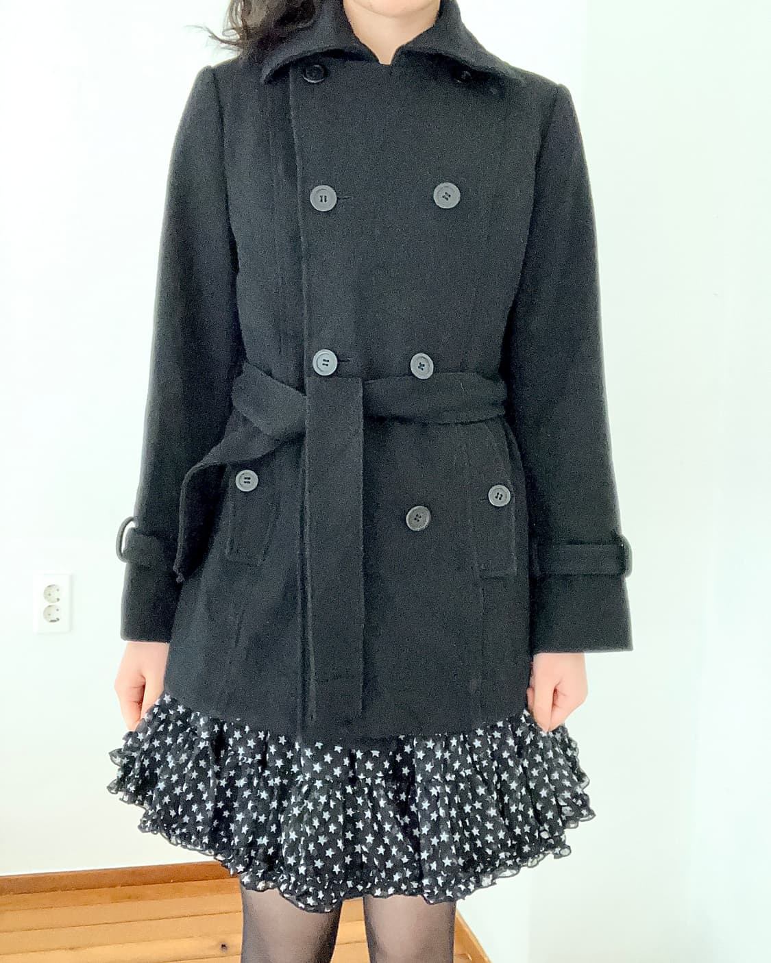 블랙 더블 코트 상품이미지1