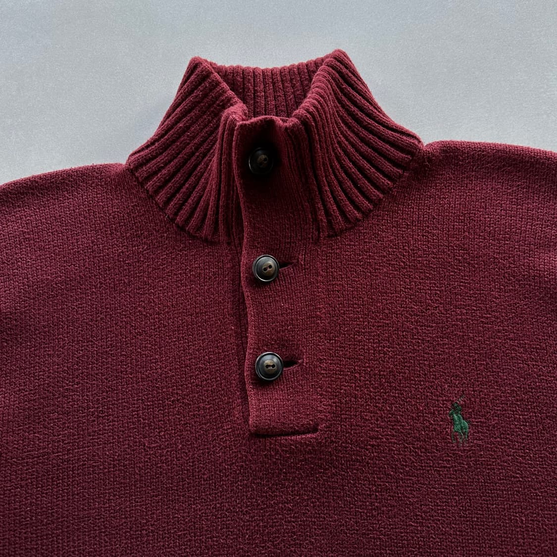 [L]폴로 랄프로렌 버튼 하이넥 버건디 코튼 니트 상품이미지7