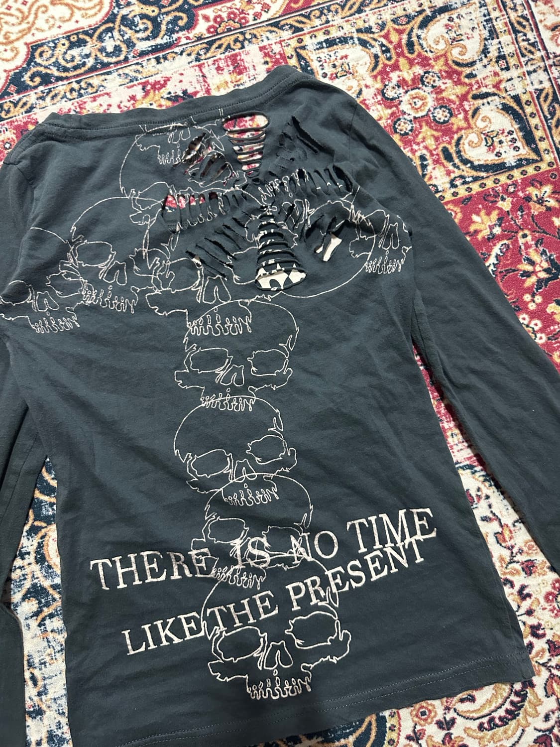 갸루 펑크 스컬 트임 딱붙탑 상품이미지2