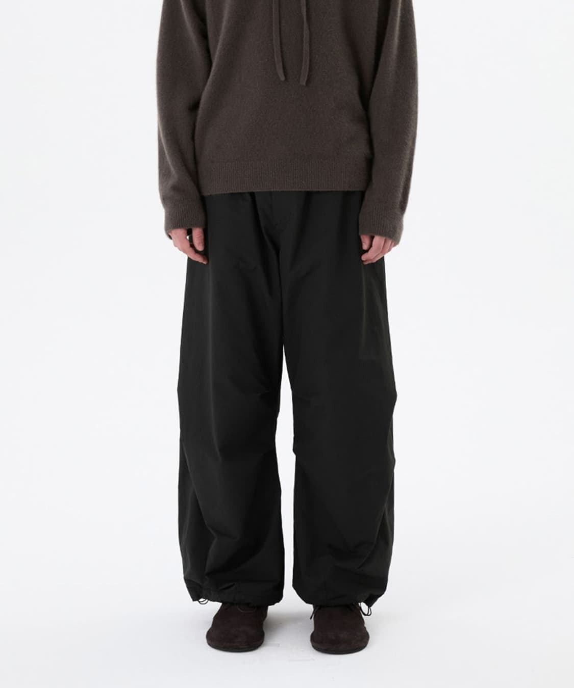 M) 아모멘토 드로우스트링 와이드 퍼티그 팬츠 블랙 상품이미지1