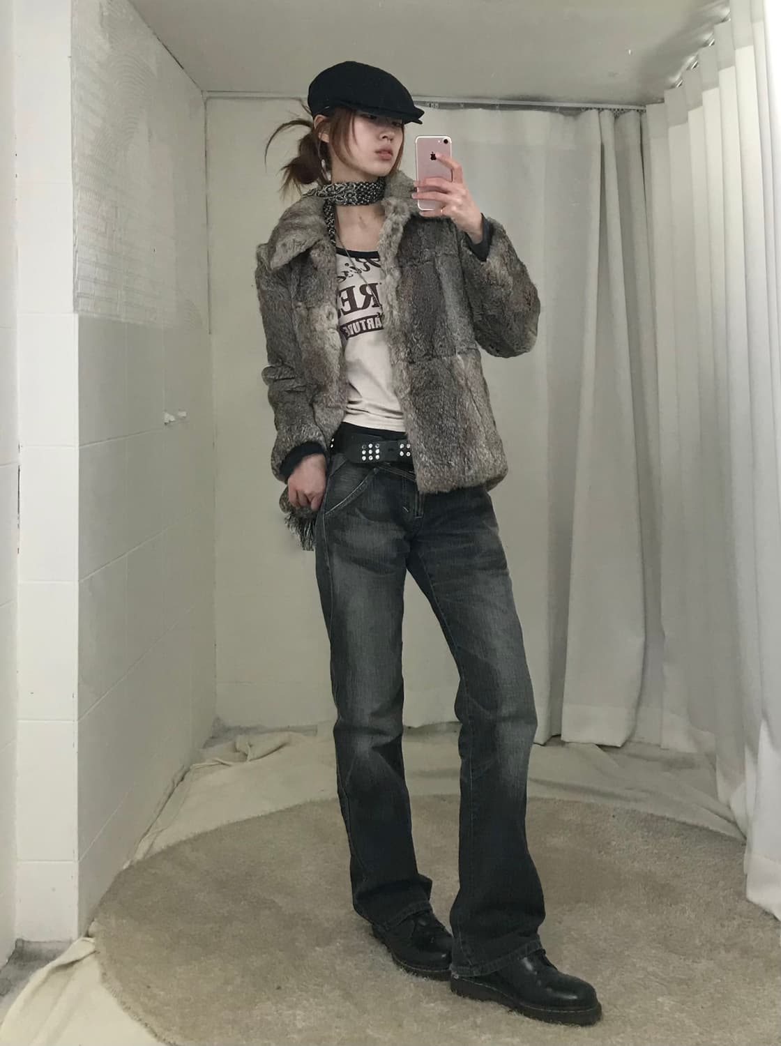 빈티지 에드윈 펑크 스트릿 퍼자켓 코디 세트 상품이미지1