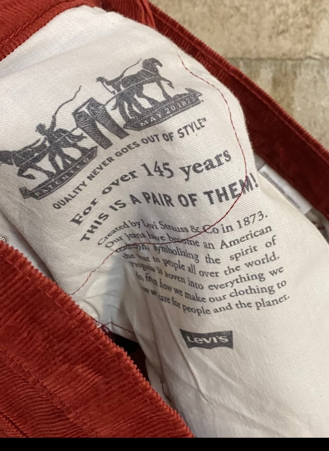 리바이스 화이트탭 레드 코듀로이 팬츠 상품이미지9