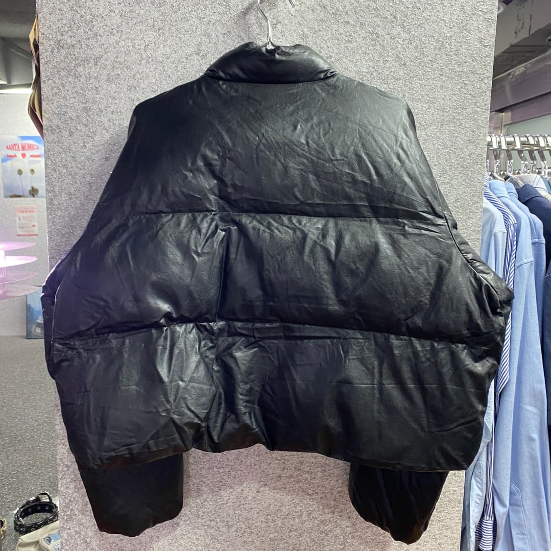 코드그라피 유틸리티 에코 레더 블랙 크롭 패딩 B3813 상품이미지4