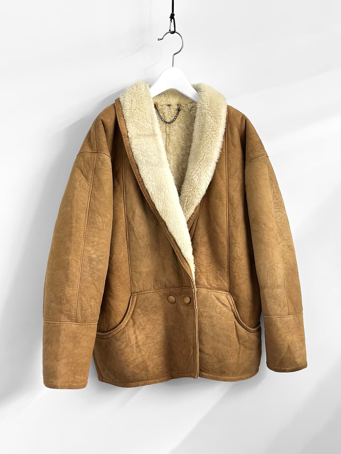 80~90s 빈티지 램스킨 시어링 무스탕 자켓 상품이미지1