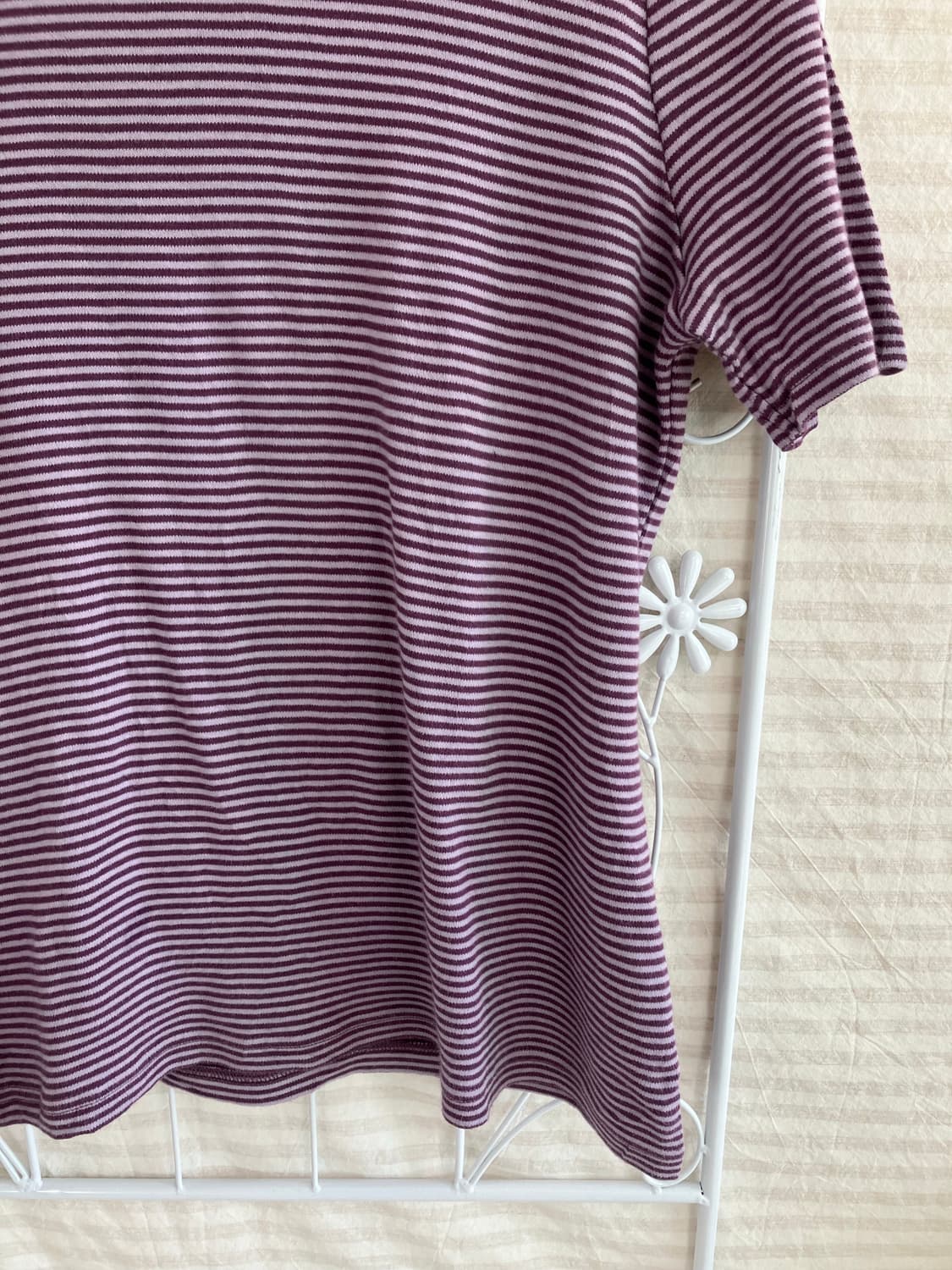 빈티지 퍼플 스트라이프 폴라 반팔 883 y2k 스트릿 모리 갸루 일본빈 상품이미지4