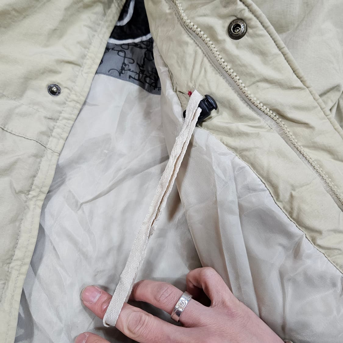 SeanJohn 빈티지 레드자수 덕다운 패딩 점퍼 L size 상품이미지7