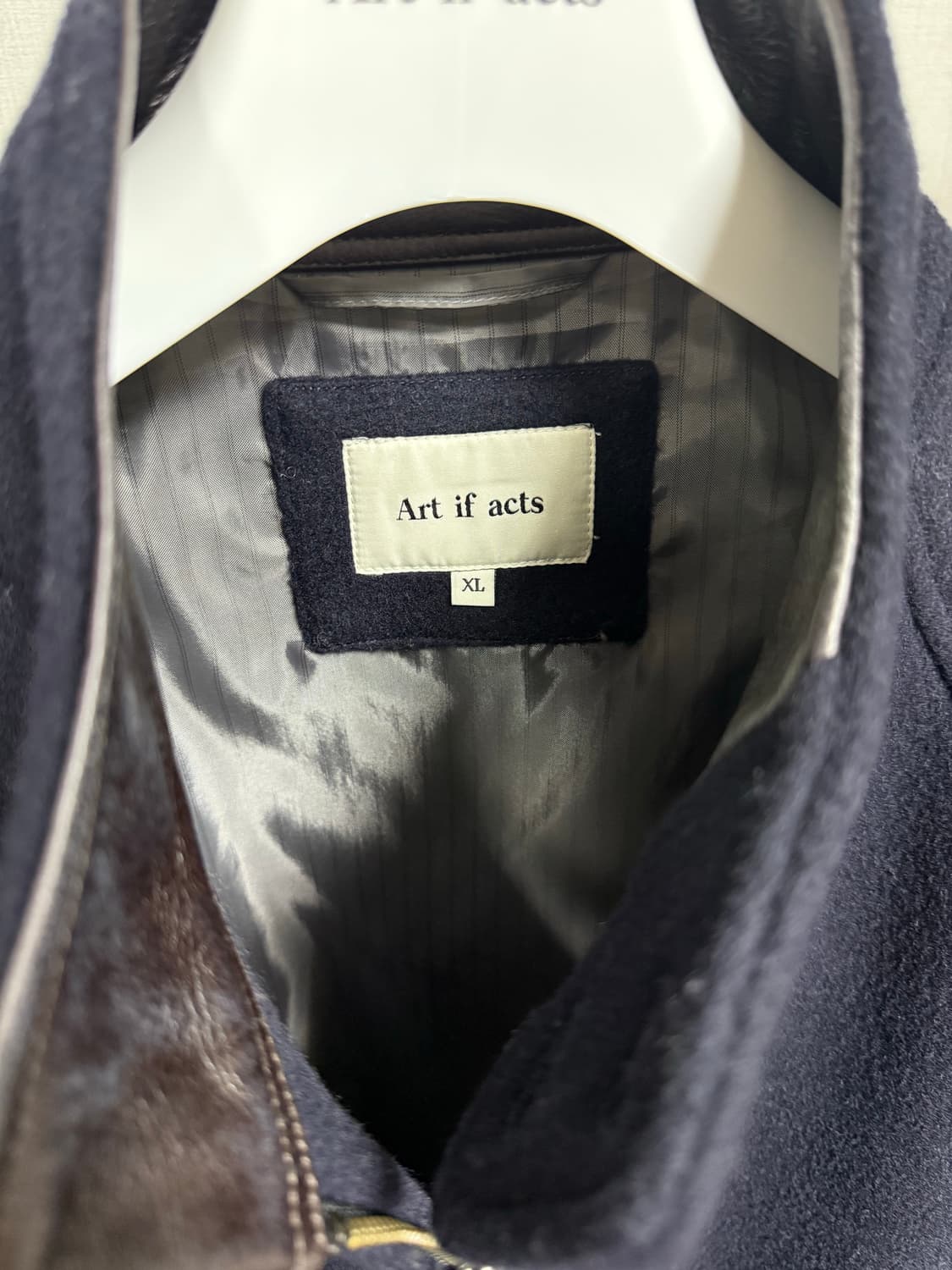 아트이프액츠 레더칼라 울 세인트 해링턴 자켓 네이비 상품이미지4