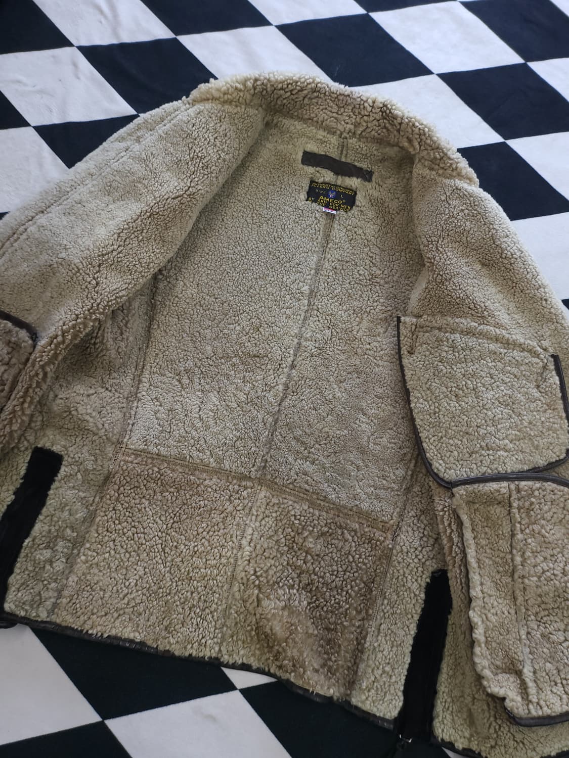 아메코 B-3 양가죽 무스탕 자켓 L 상품이미지3