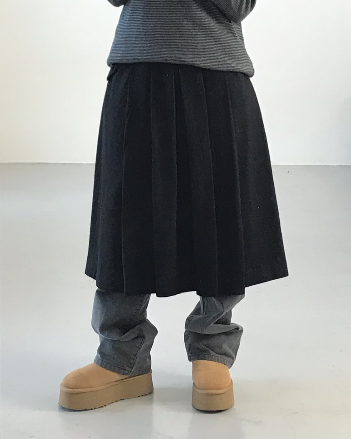 Jpn Black Wool Midi Skirts 상품이미지2