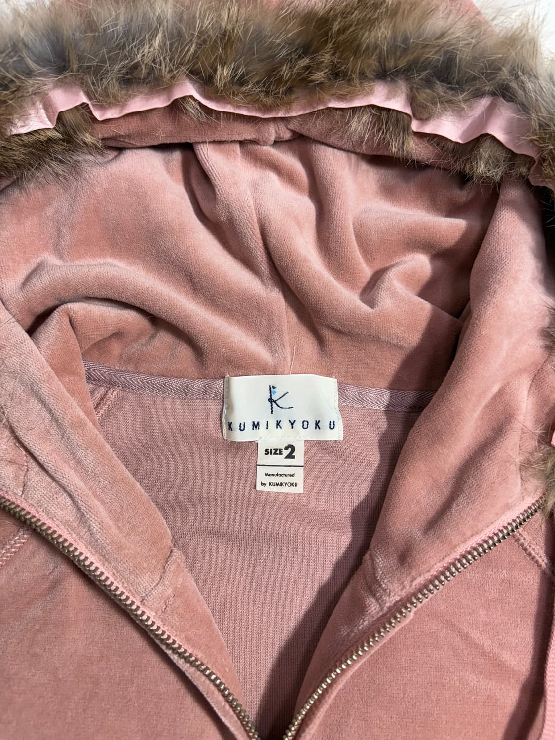 Y2K JAPAN 빈티지 뮤트핑크 벨벳 후드집업  상품이미지6