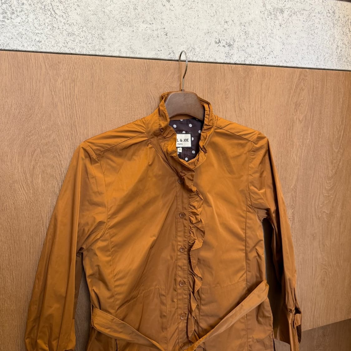 빈티지 자켓 셔링 웨스트 스트랩 더블 포켓 버튼 디테일 브라운 상품이미지3