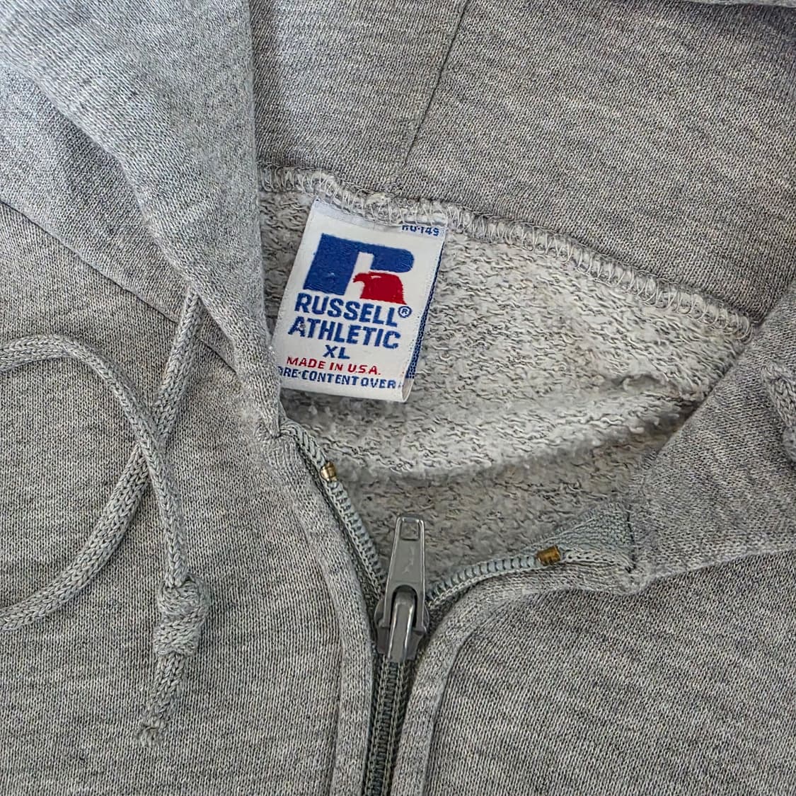 [XL] 90s 빈티지 러셀 애슬레틱 후드집업 그레이 ver. 스테인 상품이미지6