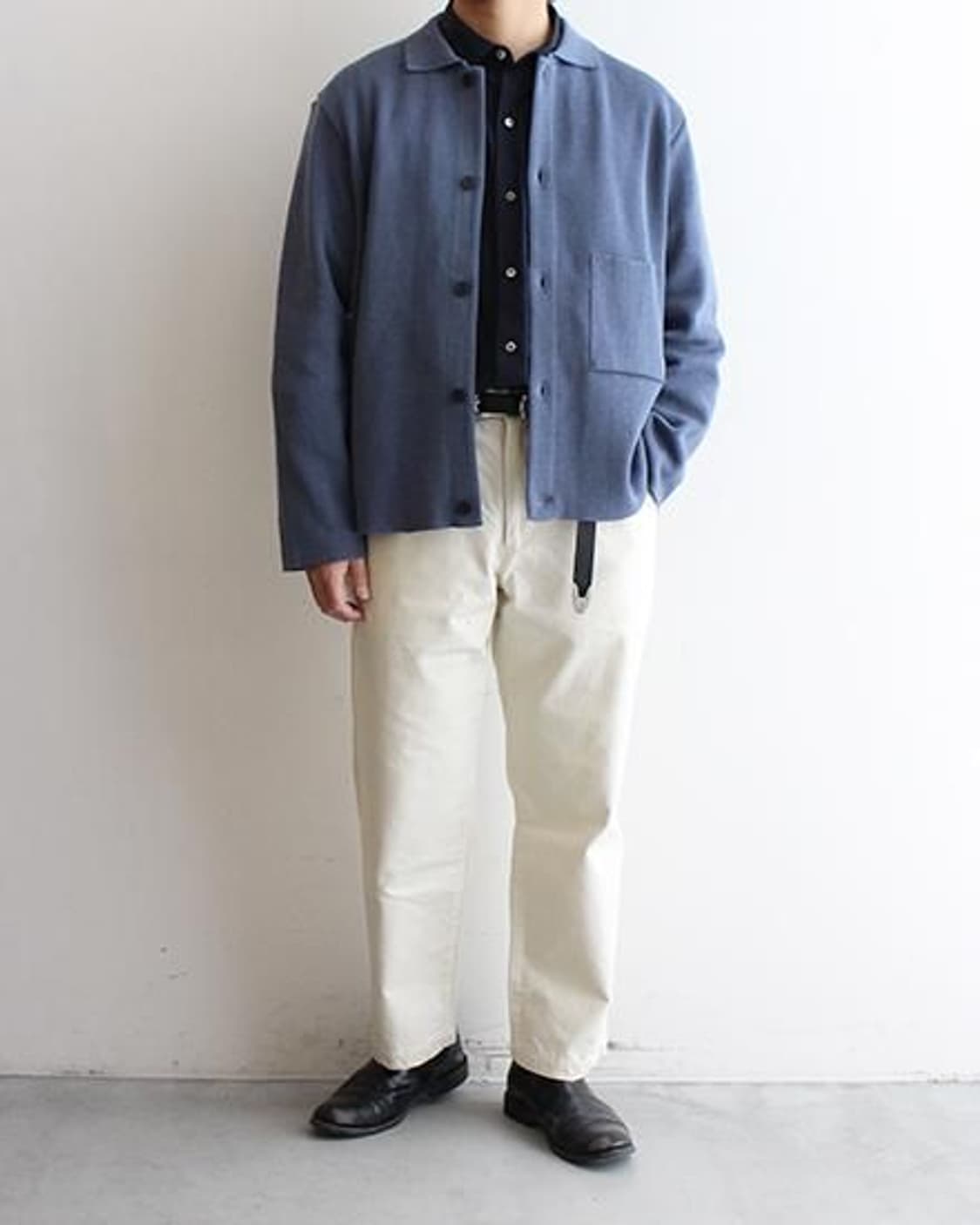 [2] 스틸바이핸드 밀라노립 니트 자켓 가디건 더스티블루 상품이미지2