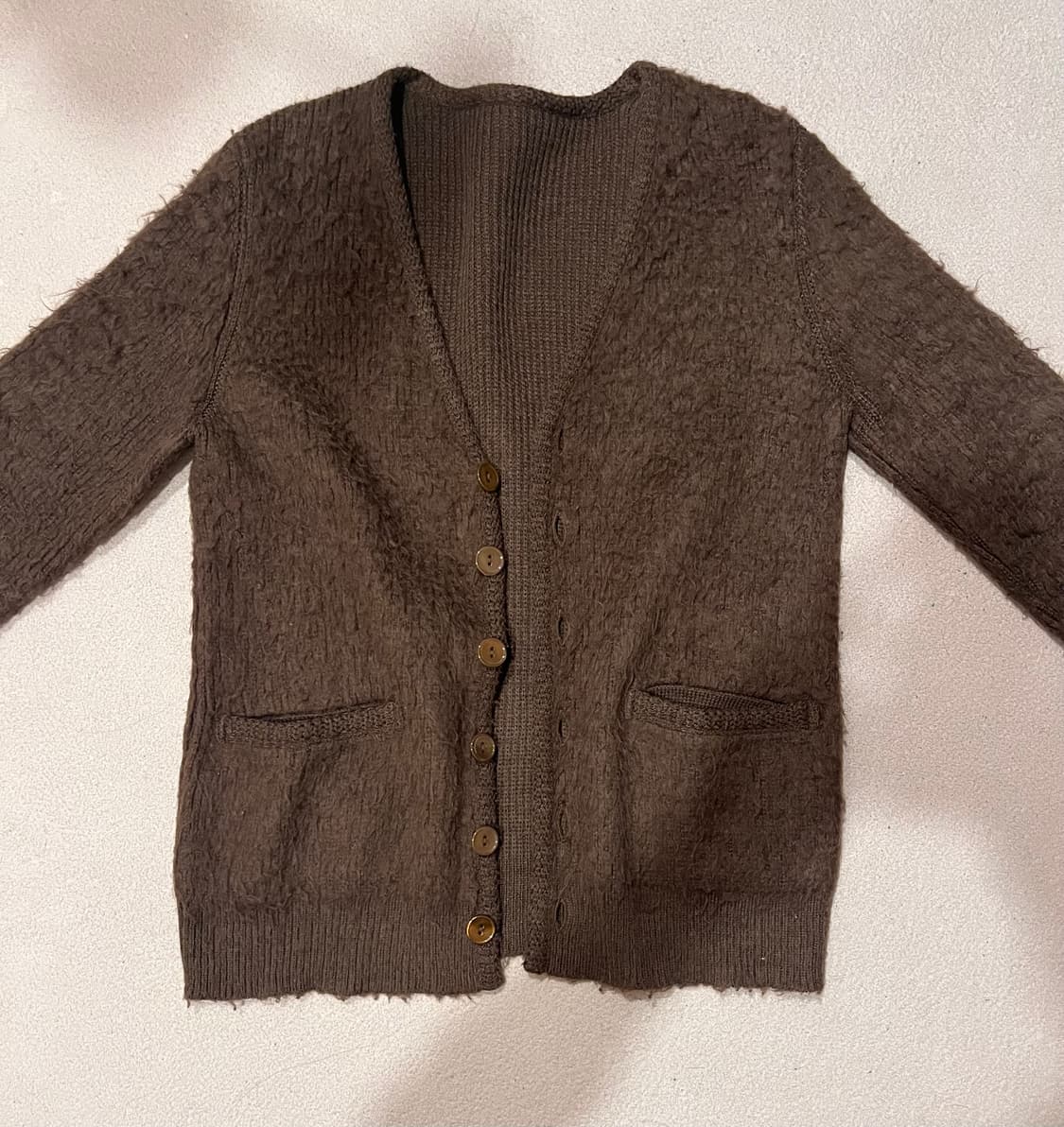 넘버나인 브라운 모헤어 가디건 상품이미지1