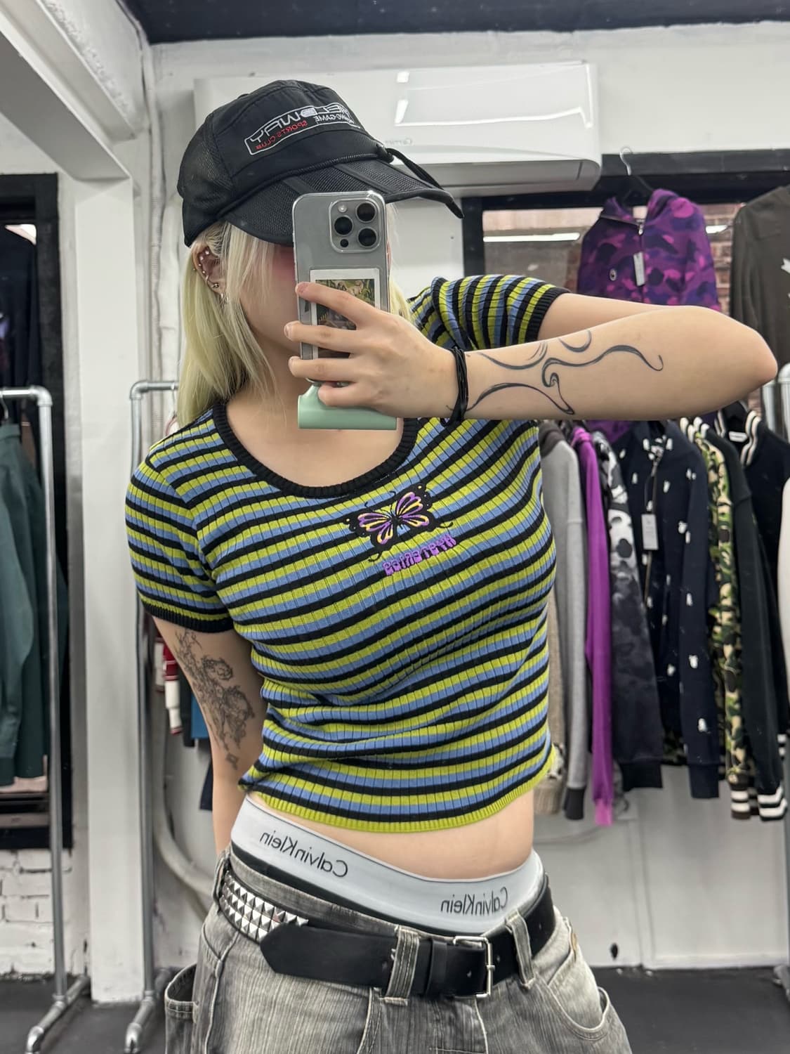 히스테릭 글래머 스트라이프 크롭티 상품이미지3