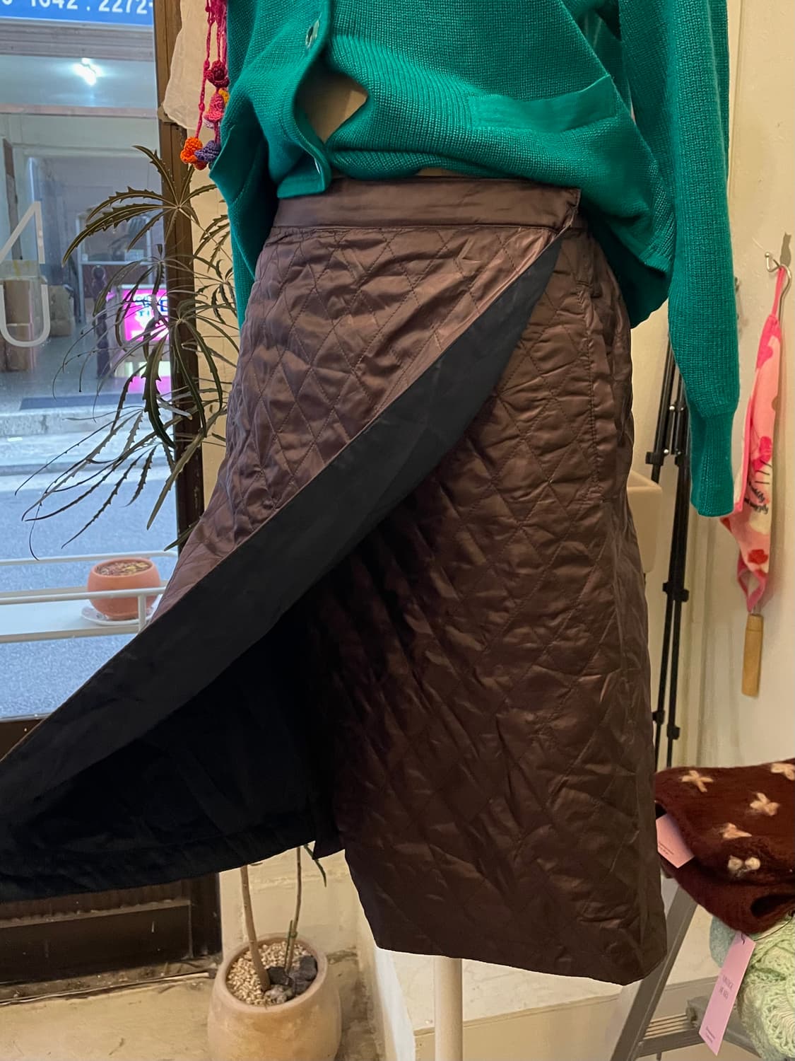 브라운 퀄티드 랩 스커트 [무배] 상품이미지4