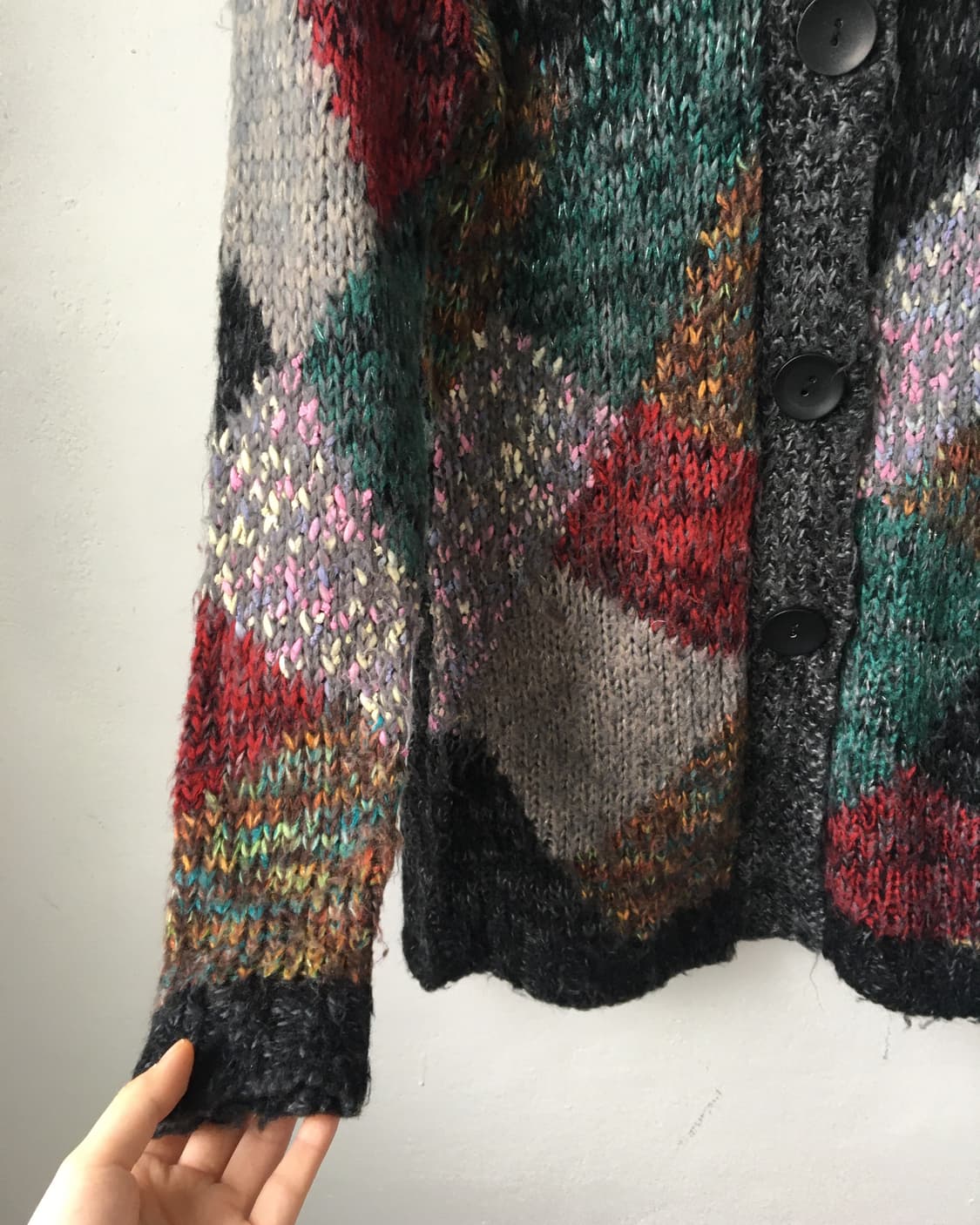 Color mixed hood knit cardigan 상품이미지4