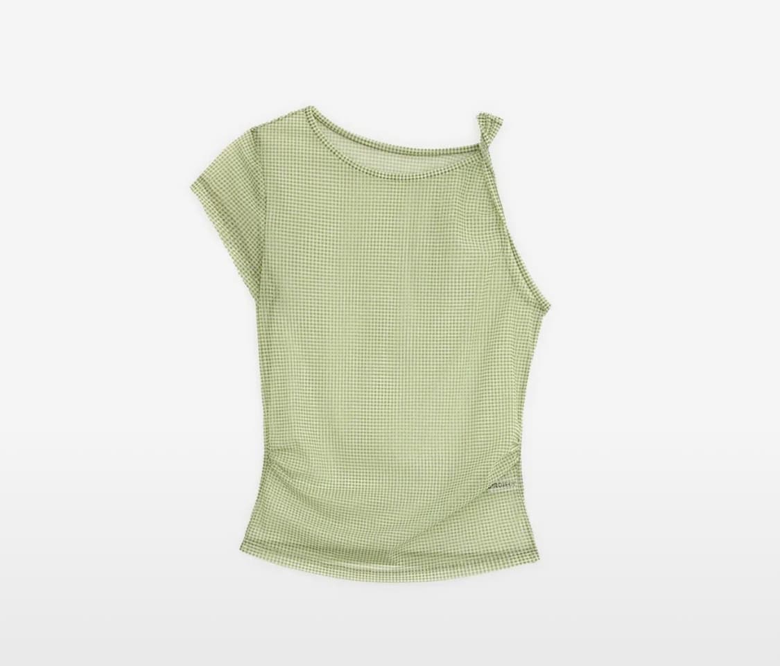Unbalance Mesh T-shirt, GREEN 구해요! 상품이미지1