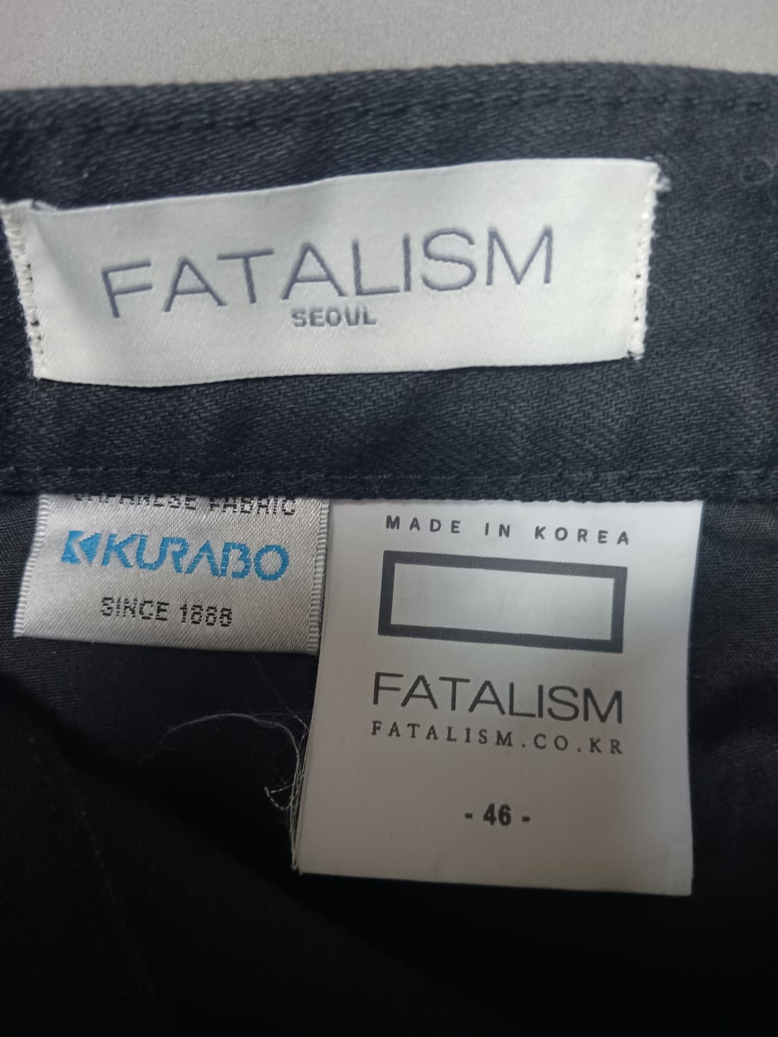 새제품 [30] 무신사 스탠다드 x 페이탈리즘 쿠라보원단 블랙 크롭진 상품이미지10
