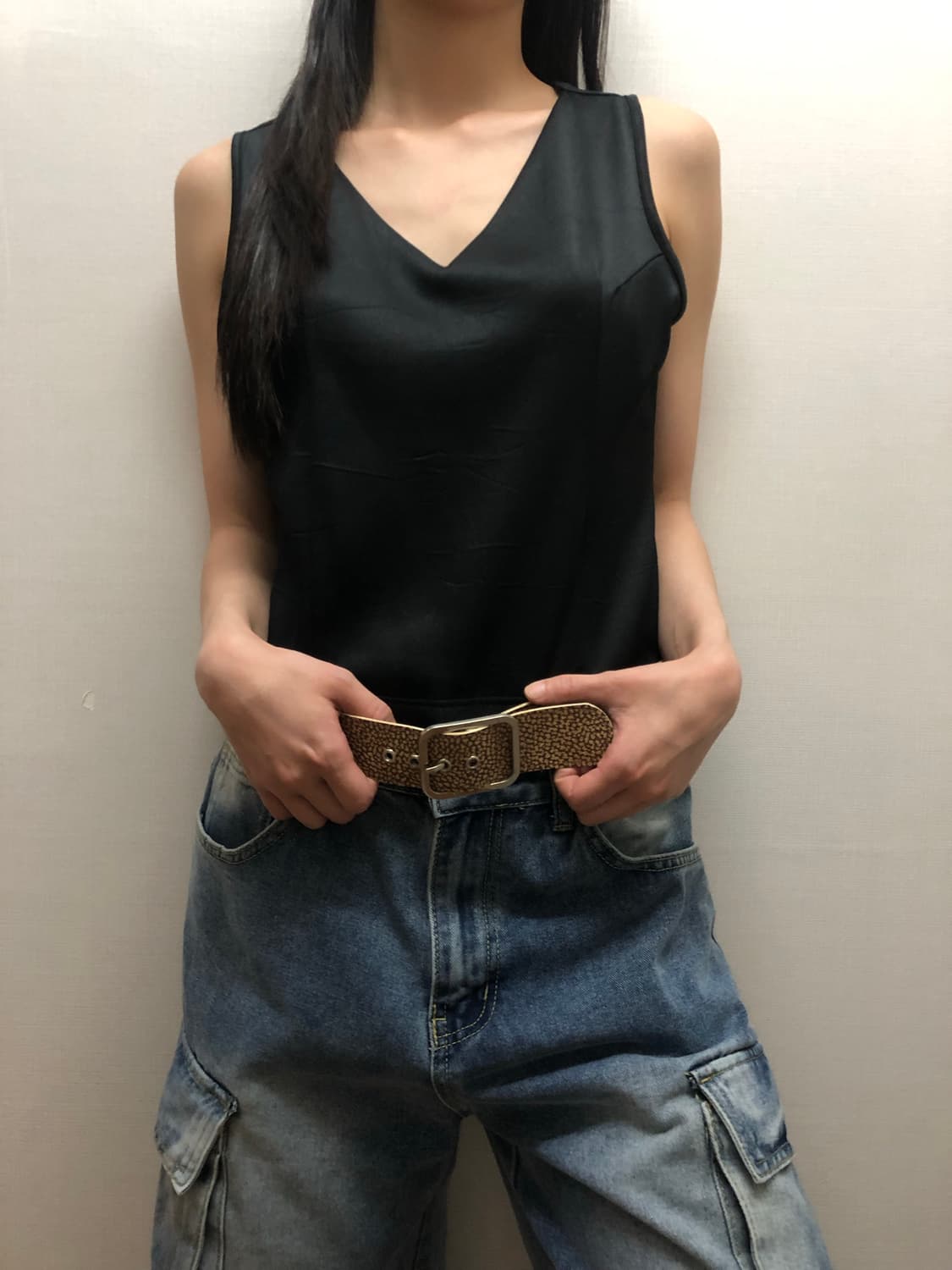 빈티지 블랙 벨티드 탑 상품이미지8