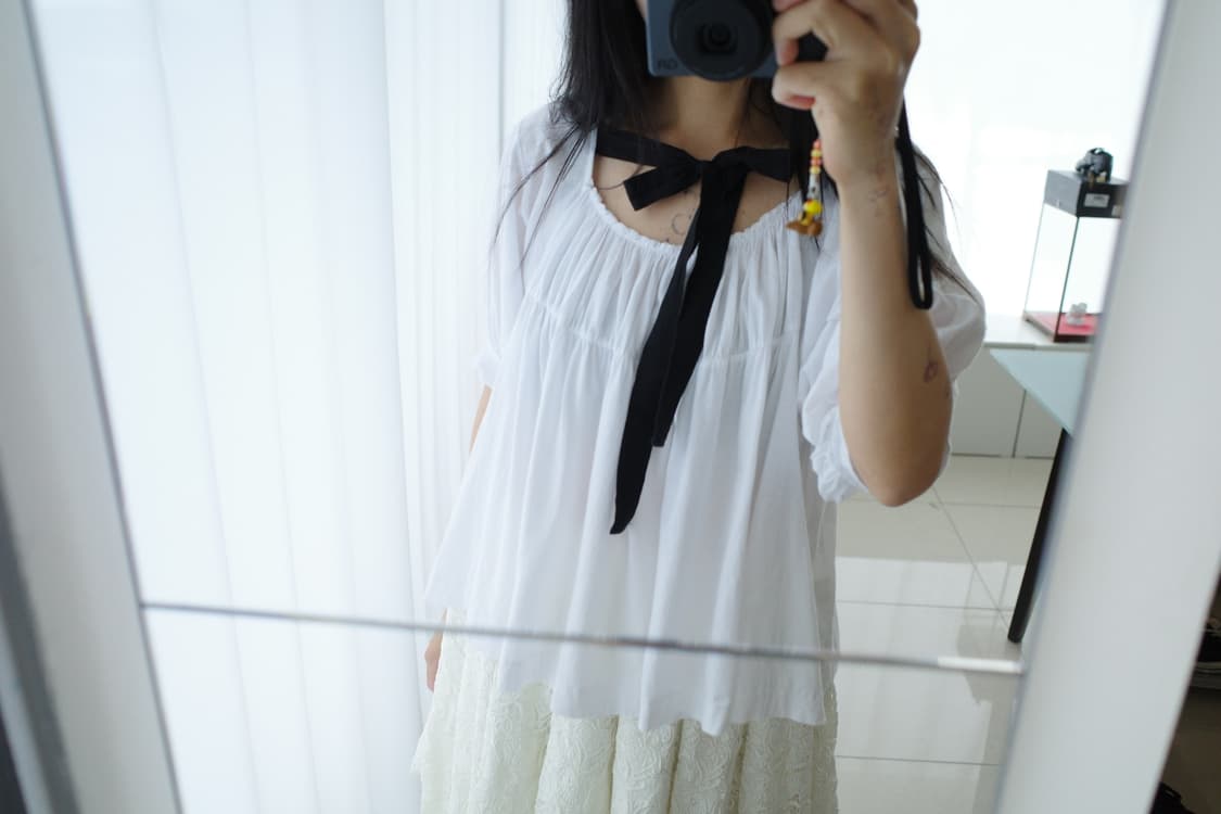 Ribbon shirring top 상품이미지2