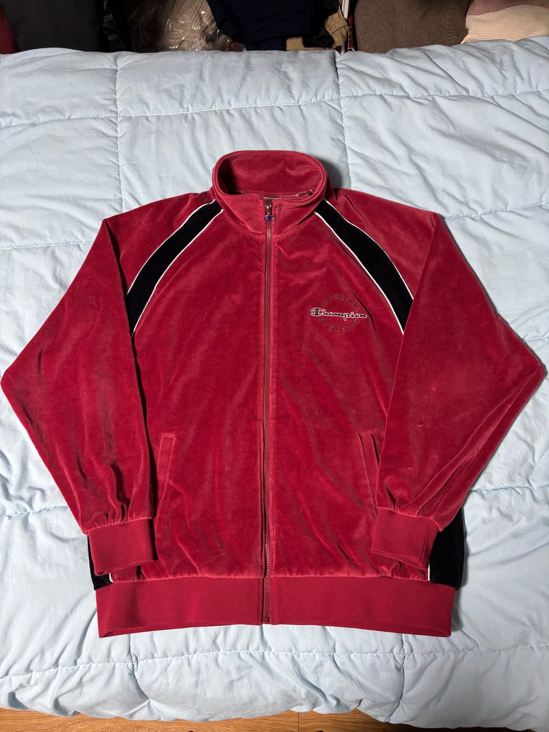 XL) 챔피온 벨루어 카라넥 집업 / 벨루어 롱 팬츠 다크 와인 셋업 상품이미지1