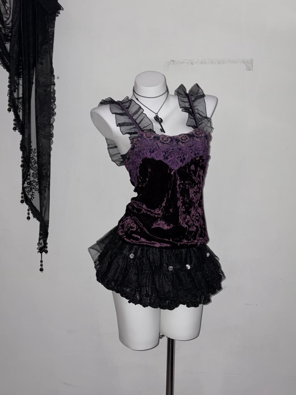 희귀 딥퍼플 페어리 나시 다크페어리 벨벳 고스 고딕 보라 상품이미지1