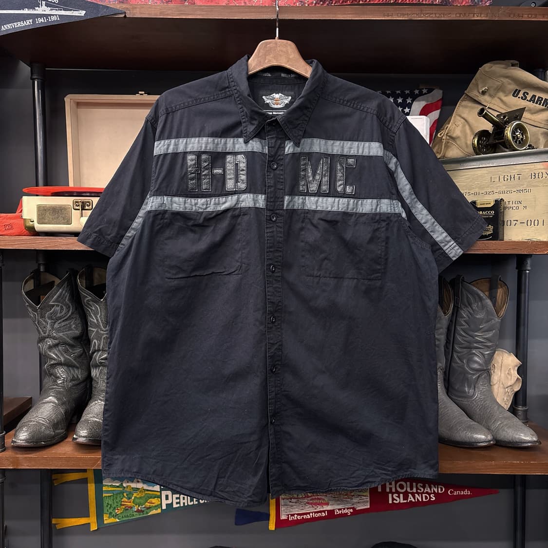 할리데이비슨 레더 H-D 패치 라이닝 코튼 워크셔츠 N1159 상품이미지1