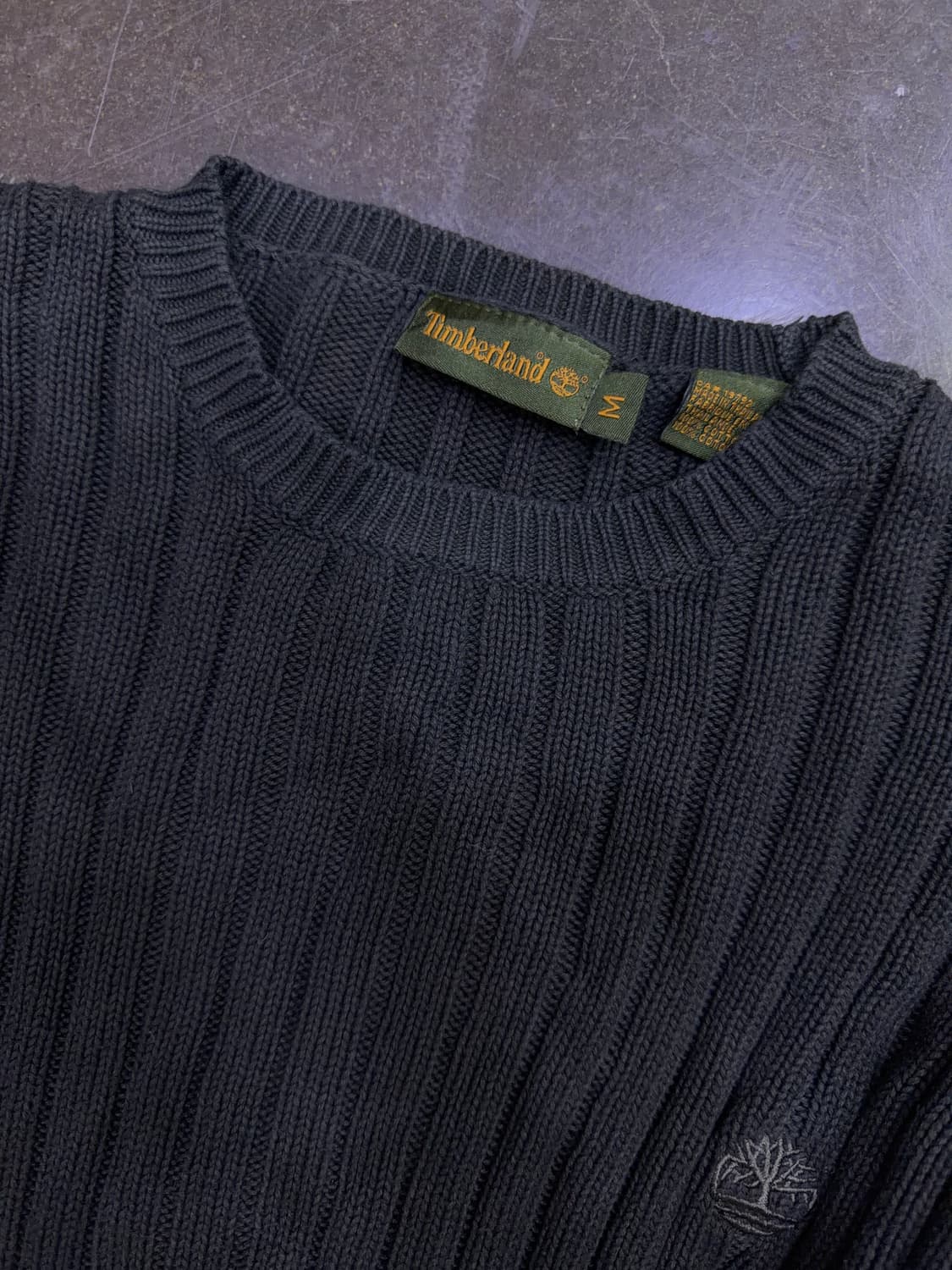 팀버랜드 자수 로고 코튼 니트 스웨터 올리브 그레이 M 상품이미지3