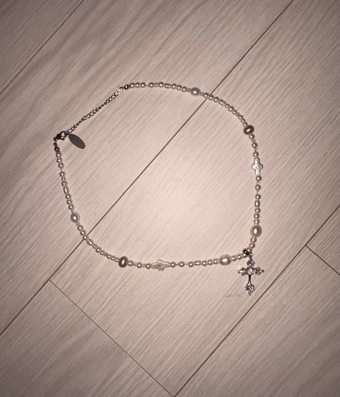 에스투에스 s2002tears 십자가 진주 목걸이 상품이미지3