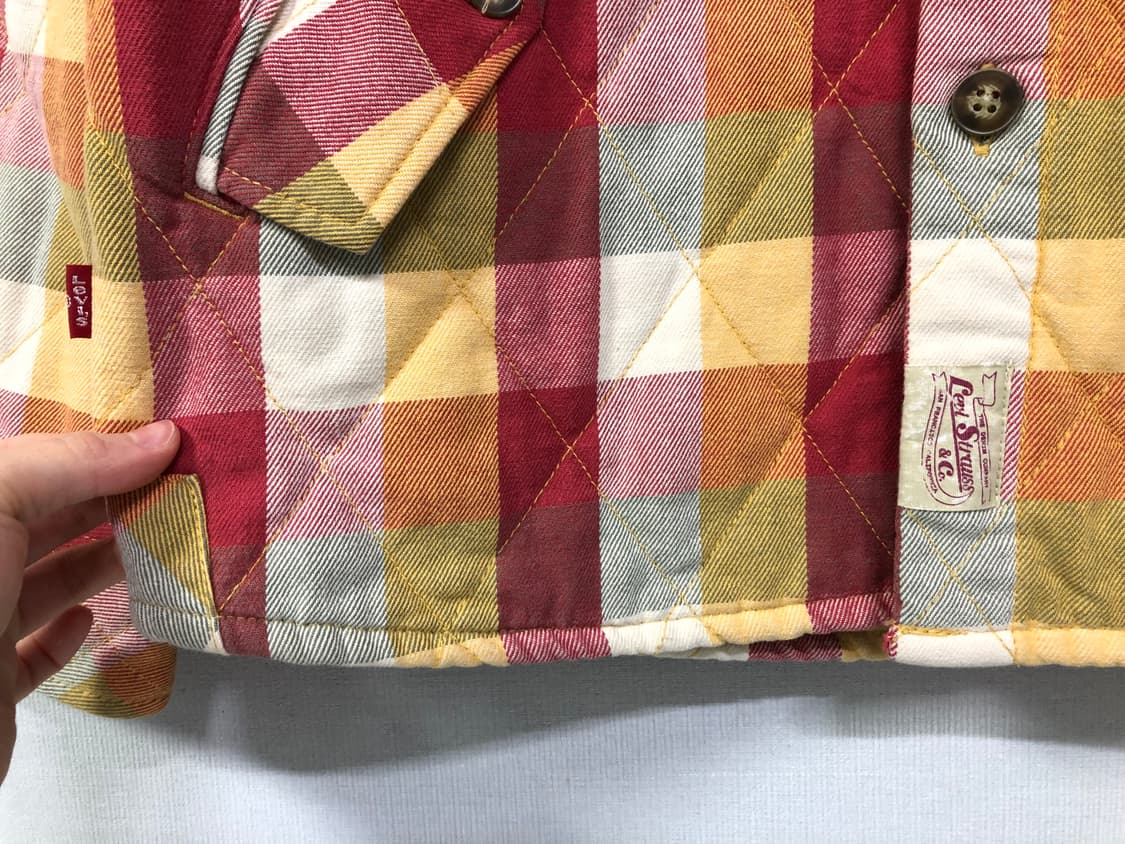 리바이스 도톰한 퀼팅 체크 셔츠 겸 자켓 L 상품이미지3