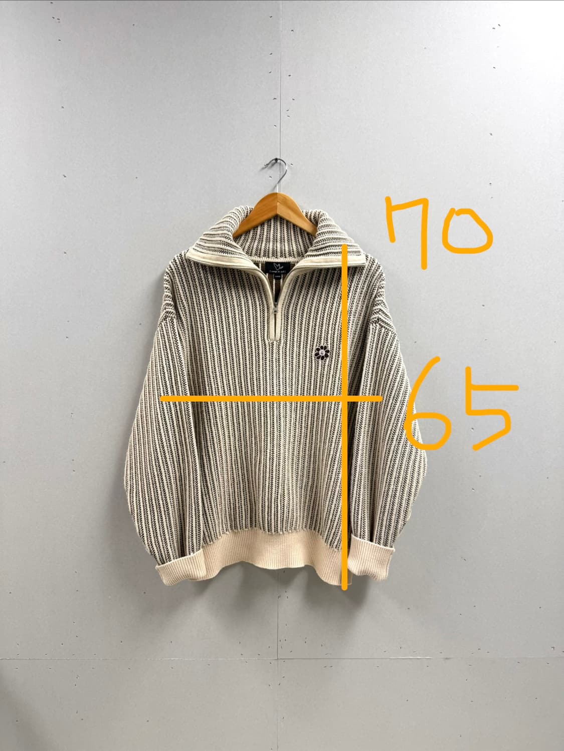 남성 100 / 와릿이즌 반집업 니트 베이지 상품이미지2