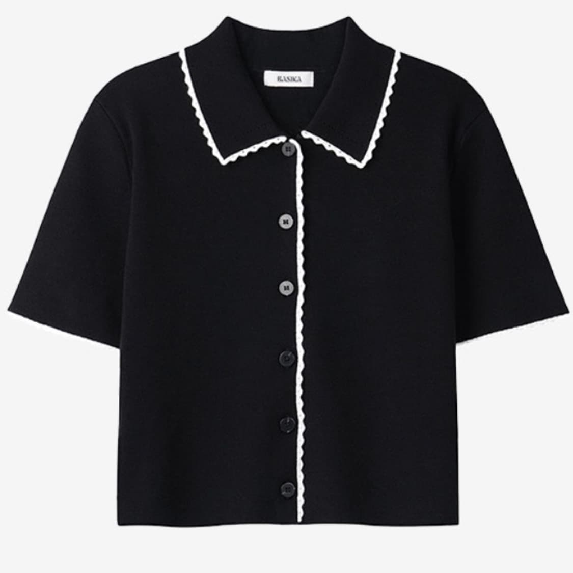 바시카 프릴 패턴 하프슬리브 가디건 상품이미지1