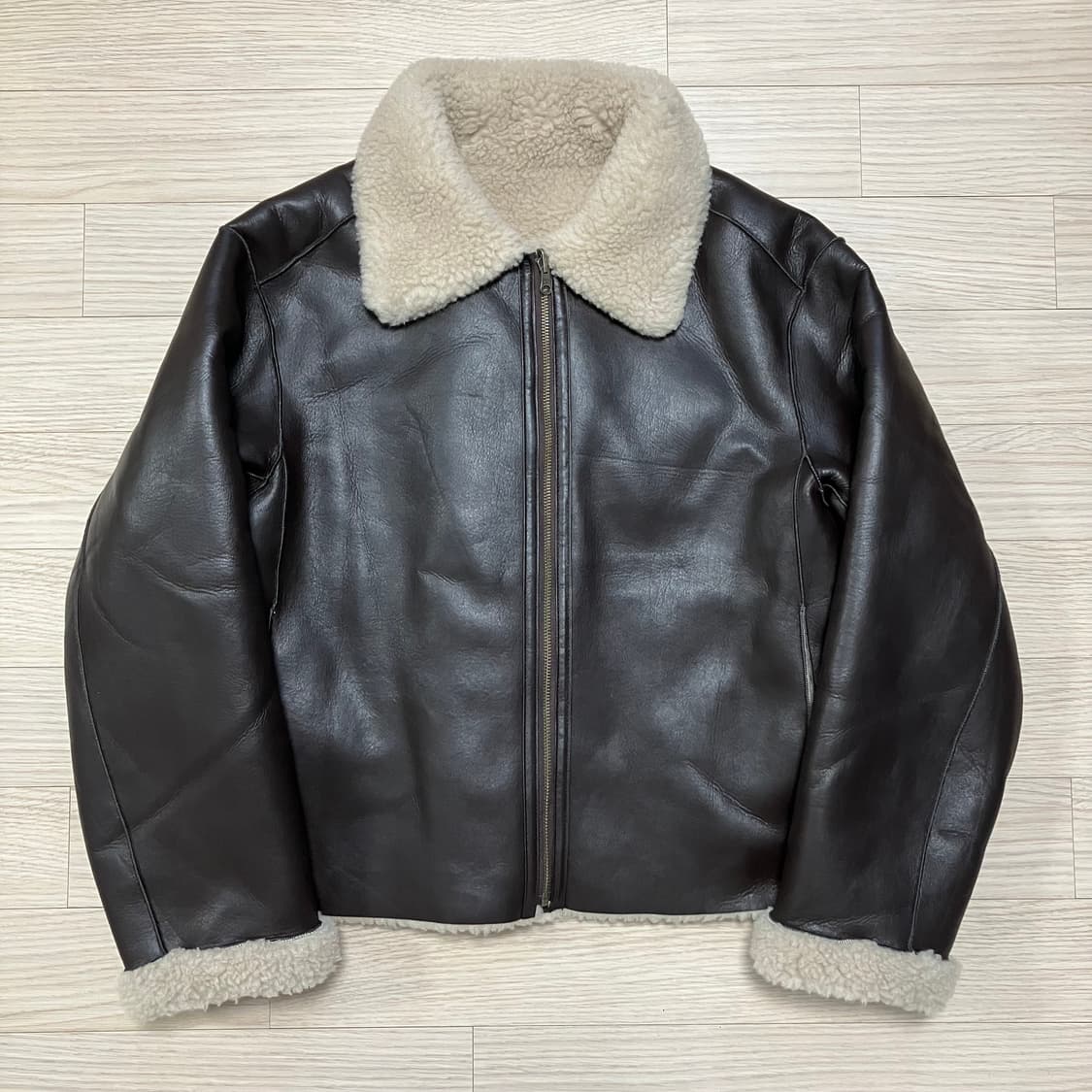 파사드패턴 램스울 리버시블 무스탕 브라운 상품이미지5