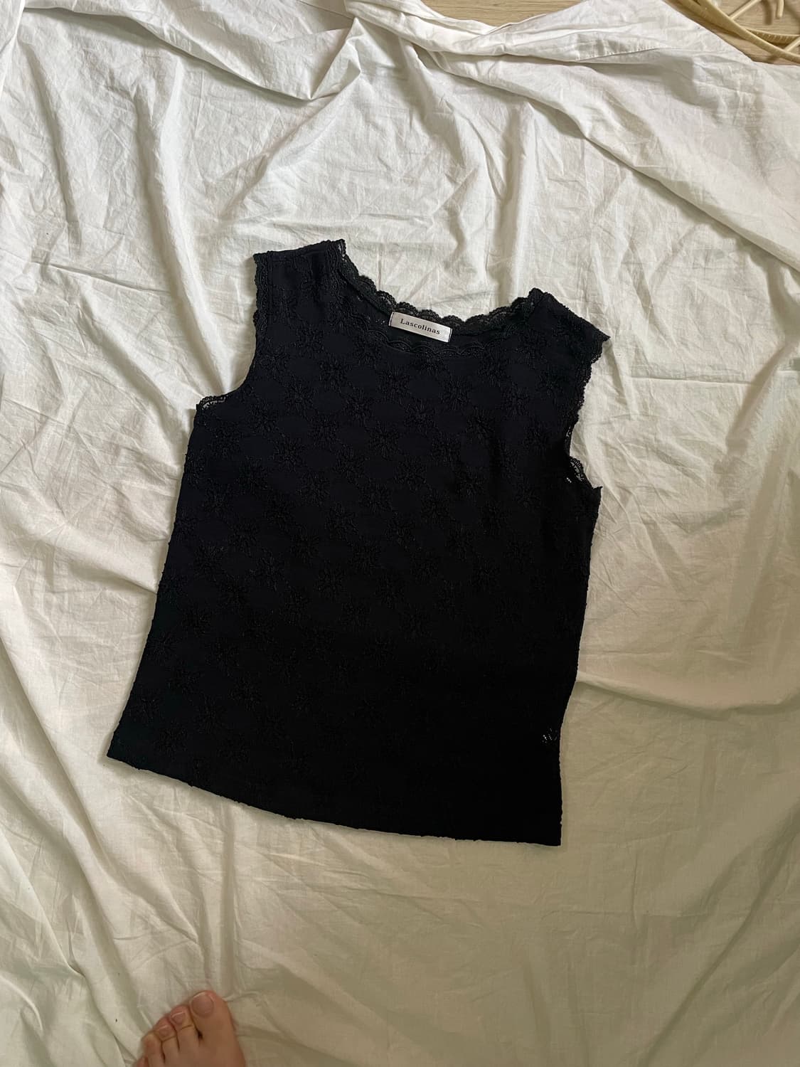 빈티지 블랙 레이스 슬리브리스 나시 상품이미지2