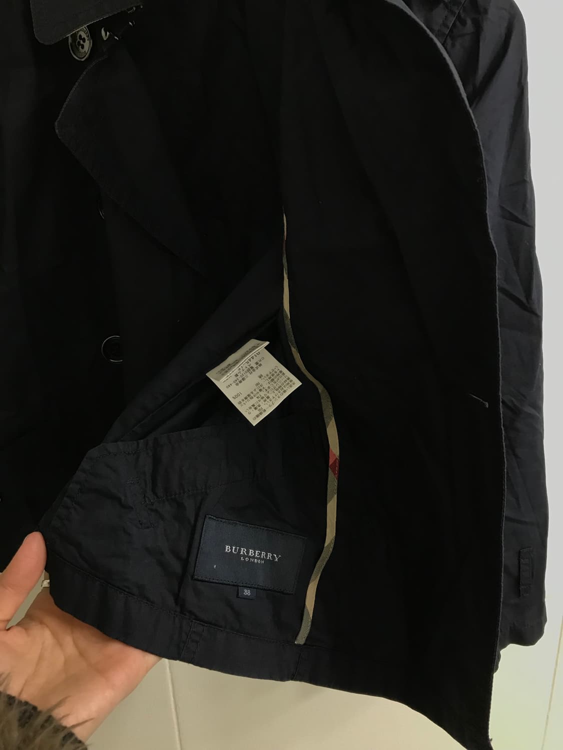 네이비 버버리 니혼진 원피스 숏 트렌치 코트 코디세트 상품이미지6