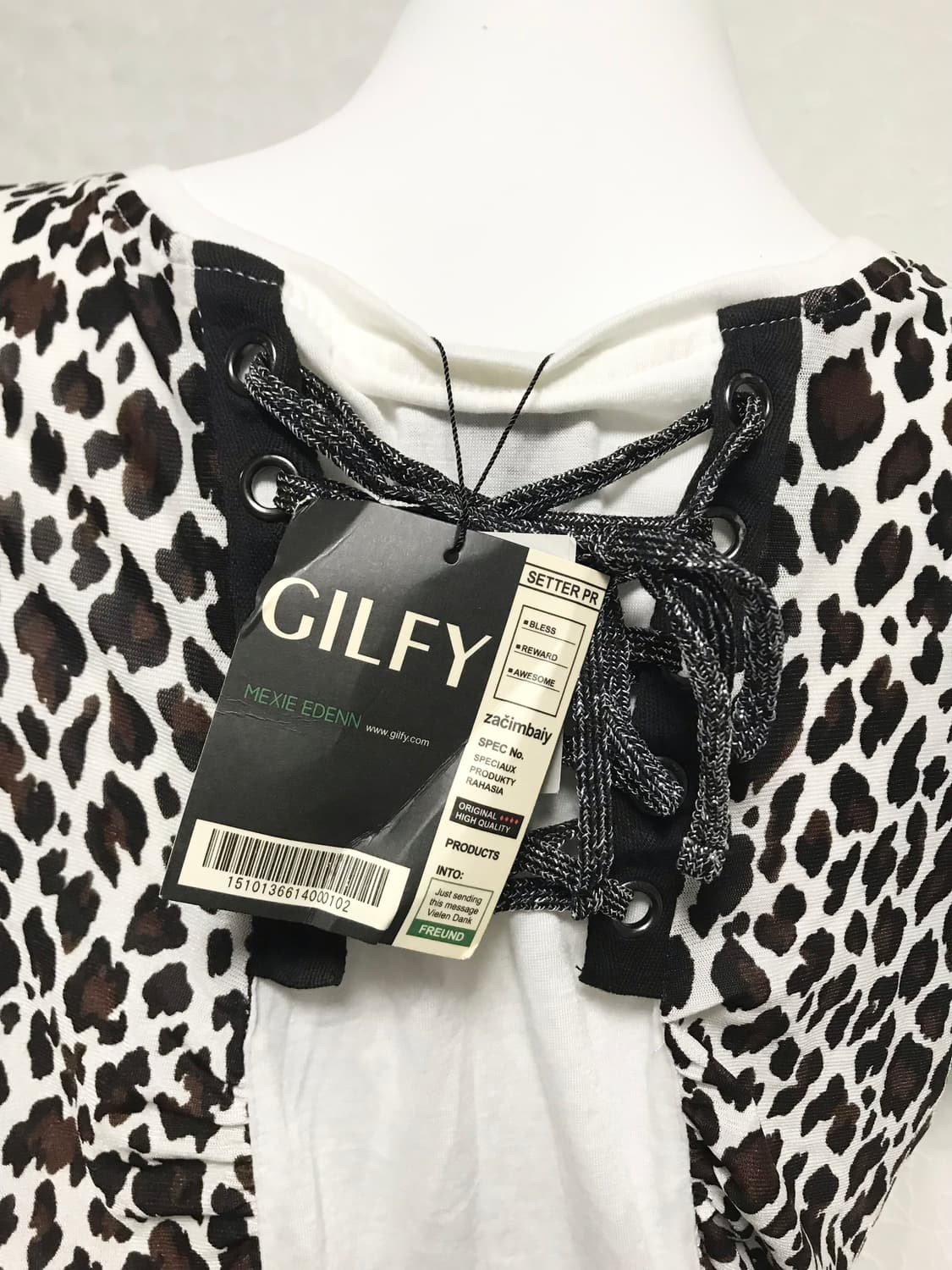 빈티지 갸루 펑크 레오파드 스터드 코르셋 셔링 반소매 탑 상품이미지7