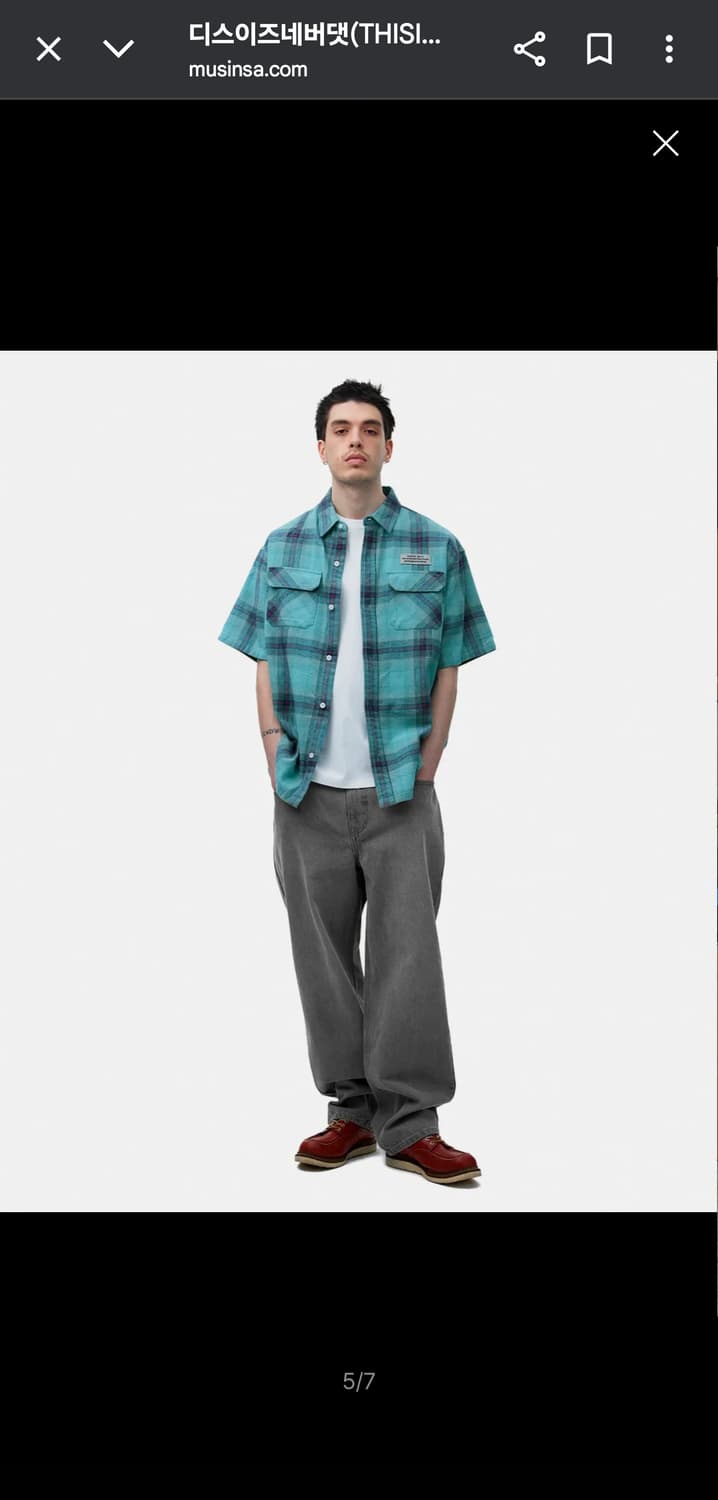 디스이즈네버댓 옴브레 반팔 체크셔츠 상품이미지4