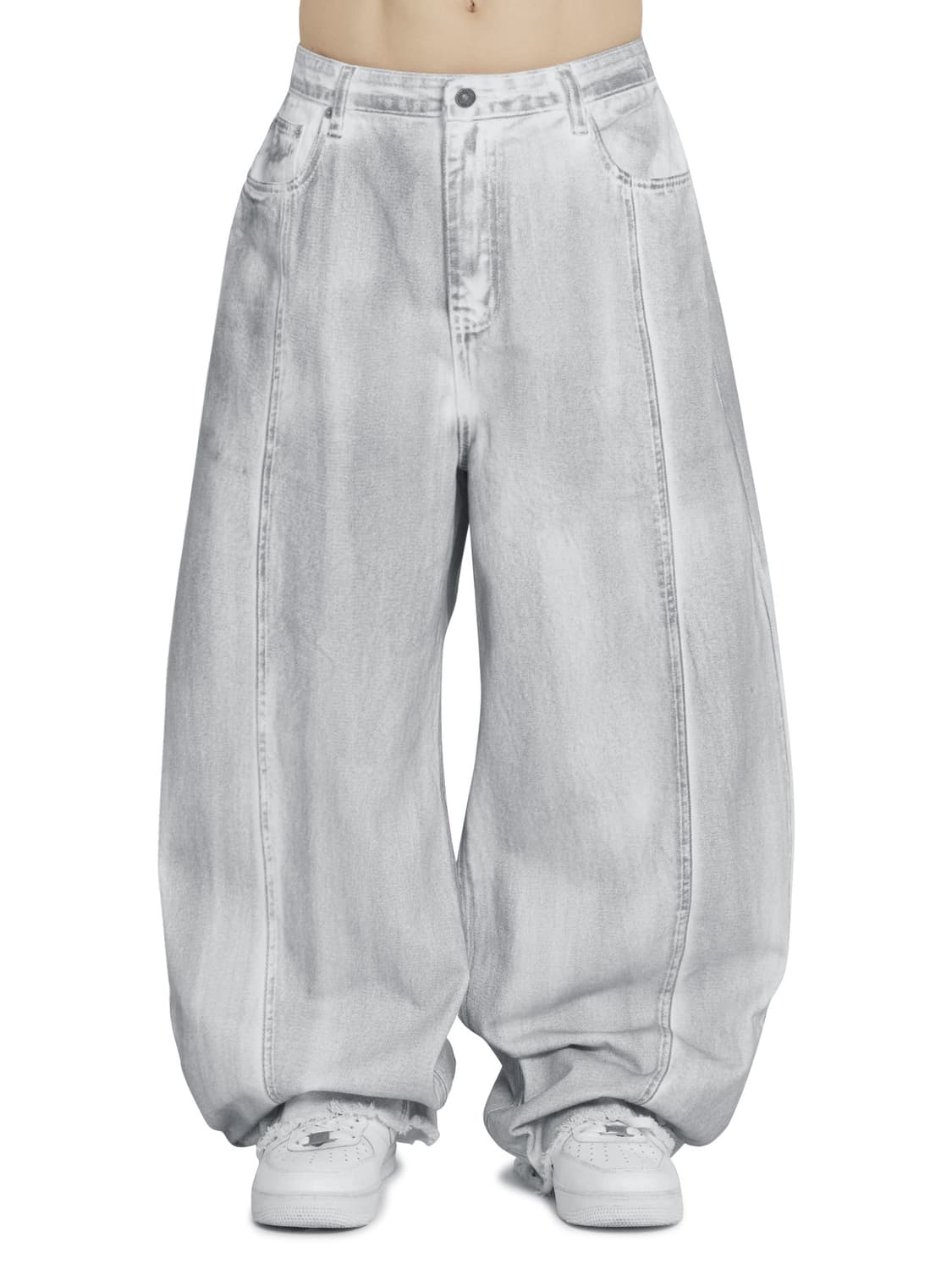 오와이 로우햄 스티치 볼륨 와이드 데님팬츠 M  상품이미지1