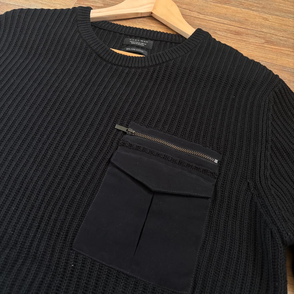 자라 ZARA 블랙 니트 포켓 빅사이즈 XL 골지  상품이미지4