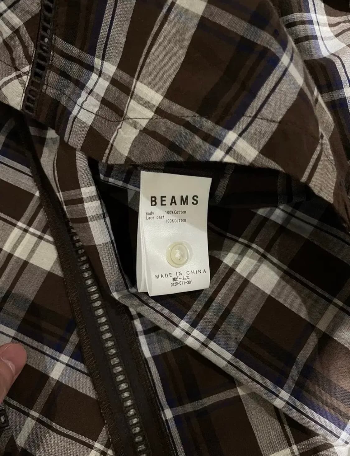 빔즈 beams 디테일 체크 셔츠 브라운 L 상품이미지7